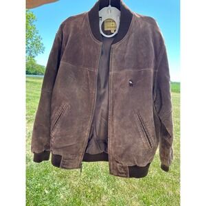 Boston‎ Harbor Outdoor Wear Men's Brown Suede Leather Bomber Jacket Size Large